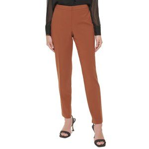Calvin Klein Petite Mid-Rise Straight-Leg Anke Pants Brown Women’s NWT sz 2P